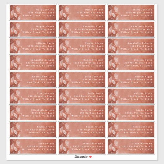 テラコッタの「恋に落ちる」ゲスト用宛名ラベル シール (シート)
