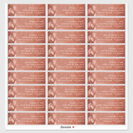 テラコッタの「Fall in Love」ゲスト住所ラベル シール (シート)
