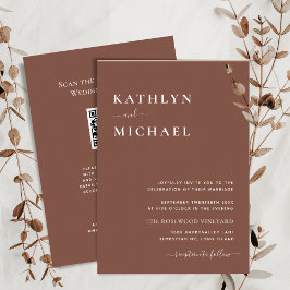 テラコッタのQRコードモダンすべて結婚の 招待状