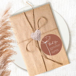 テラコッタはっきりしたシンプルフローラ結婚の感謝 ラウンドシール