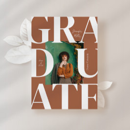 テラコッタはっきりしたモダンクラシック写真卒業 招待状