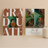 テラコッタはっきりしたモダンクラシック写真卒業 招待状