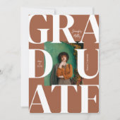 テラコッタはっきりしたモダンクラシック写真卒業 招待状 (正面)