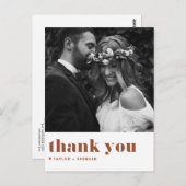 テラコッタはっきりしたレトロ結婚タイポグラフィサンキュー ポストカード (正面/裏面)