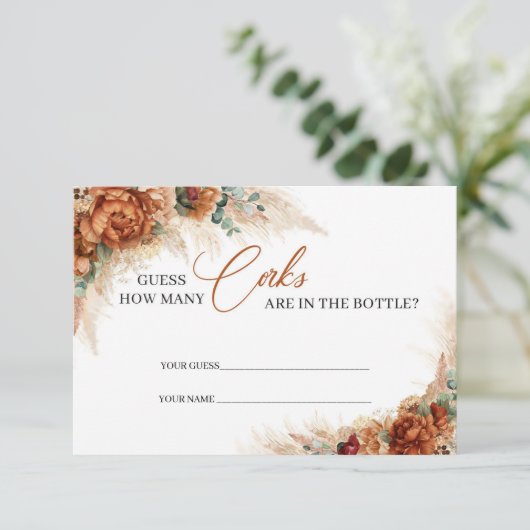 テラコッタは、ボトル内に何本のコルクがあるか推測する エンクロージャーカード (スタンド正面)