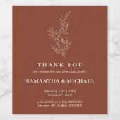 テラコッタアイビーフラワーエレガントサンキュー結婚ズ ワインラベル (シングルラベル)