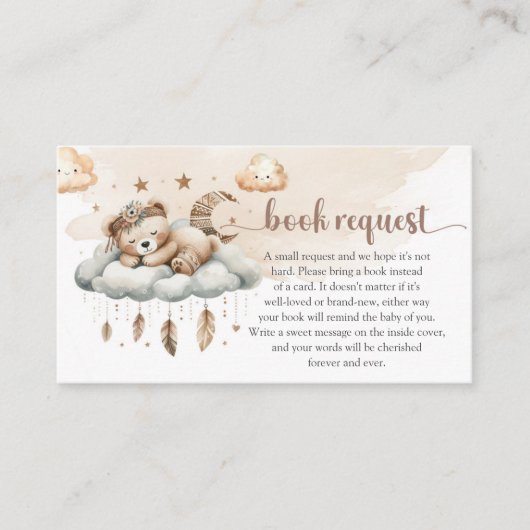 テラコッタアイボリークラウド9ベビーベアブックリクエスト エンクロージャーカード (正面)