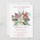 テラコッタアイボリーフローラグリーンリーブーケスウィート16 招待状 (正面)