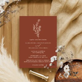 テラコッタアイボリーブーケボホミニマルボタニカル 招待状