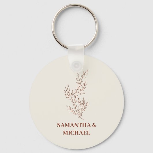 テラコッタアイボリーベージュアイビーフラワーチイ結婚ズ キーホルダー (正面)