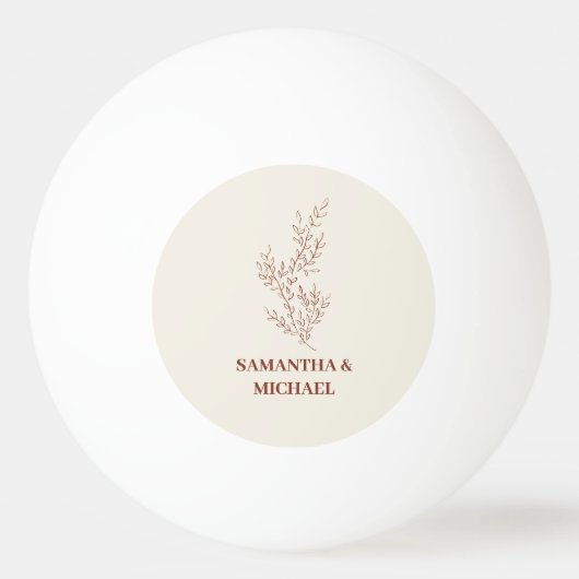 テラコッタアイボリーベージュアイビーフラワー結婚ズゲーム 卓球ボール (正面)