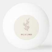 テラコッタアイボリーベージュアイビーフラワー結婚ズゲーム 卓球ボール (裏面)