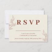 テラコッタアイボリーベージュアイビー結婚フローラ反応 出欠カード (正面)