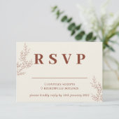 テラコッタアイボリーベージュアイビー結婚フローラ反応 出欠カード (スタンド正面)