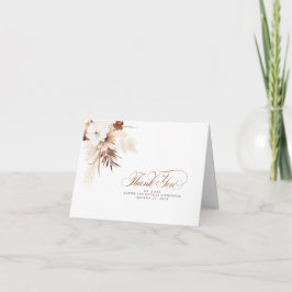 テラコッタアイボリー ホワイト フラワー ボヘミアンスタイル サンクス サンキューカード