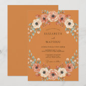 テラコッタアプリコットリースの結婚式 招待状 (正面/裏面)