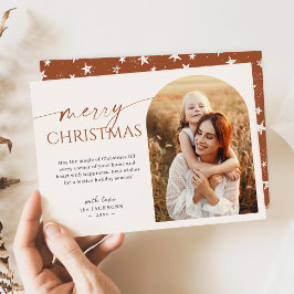 テラコッタアモダンルチフォトメリークリスマス シーズンカード
