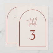 テラコッタアモダンルチミニマリストテーブル番号 招待状 (正面/裏面)