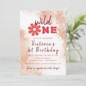 テラコッタアルコールインクワイルドフラワーフォト誕生日 招待状 (スタンド正面)