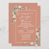 テラコッタアンドグリーン離れ結婚式招待状 招待状 (正面/裏面)