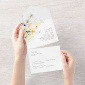 テラコッタアンドネイビーブルーエレガント秋の結婚式 オールインワン招待状 (貼ってはがせる)