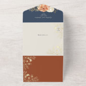 テラコッタアンドネイビーブルーエレガント秋の結婚式 オールインワン招待状 (外側)