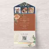 テラコッタアンドネイビーブルーエレガント秋の結婚式 オールインワン招待状 (内側)