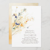 テラコッタアンドネイビーブルーフローラブライダルシャワー 招待状 (正面/裏面)