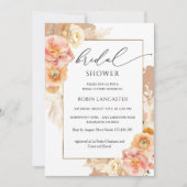 テラコッタアンドピーチフローラブライダルシャワー/ブランチ 招待状 (正面)