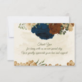 テラコッタアーストーンネイビーフローラ結婚グリーンリー サンキューカード (正面)