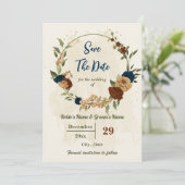 テラコッタアーストーンネイビーフローラ結婚グリーンリー セーブザデート (スタンド正面)