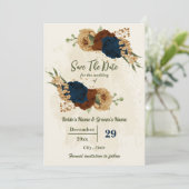 テラコッタアーストーンネイビーフローラ結婚グリーンリー セーブザデート (スタンド正面)