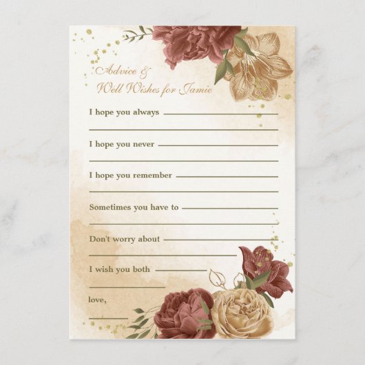 テラコッタアーストーンフローラ結婚グリーンリー エンクロージャーカード (正面)