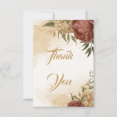 テラコッタアーストーンフローラ結婚グリーンリー サンキューカード (正面)