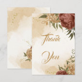 テラコッタアーストーンフローラ結婚グリーンリー サンキューカード (正面/裏面)