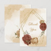 テラコッタアーストーンフローラ結婚グリーンリー サンキューカード (正面/裏面)