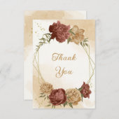 テラコッタアーストーンフローラ結婚グリーンリー サンキューカード (正面/裏面)