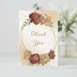 テラコッタアーストーンフローラ結婚グリーンリー サンキューカード