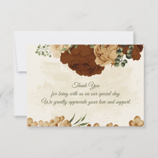 テラコッタアーストーンフローラ結婚グリーンリー サンキューカード (正面)