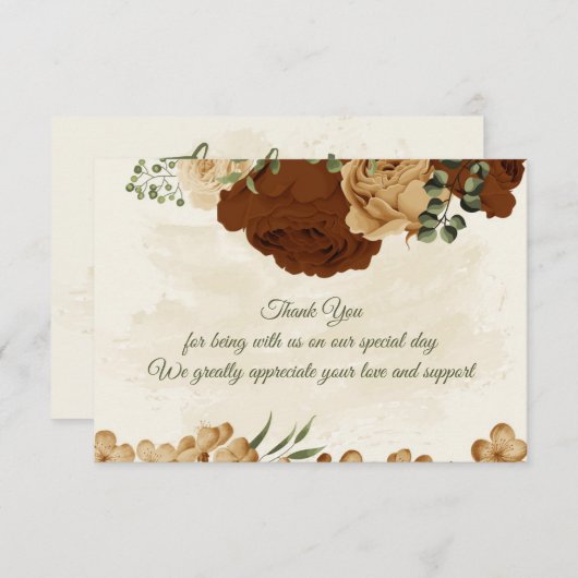 テラコッタアーストーンフローラ結婚グリーンリー サンキューカード (正面/裏面)