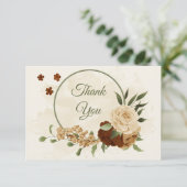 テラコッタアーストーンフローラ結婚グリーンリー サンキューカード (スタンド正面)