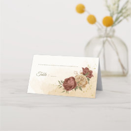 テラコッタアーストーンフローラ結婚グリーンリー プレイスカード