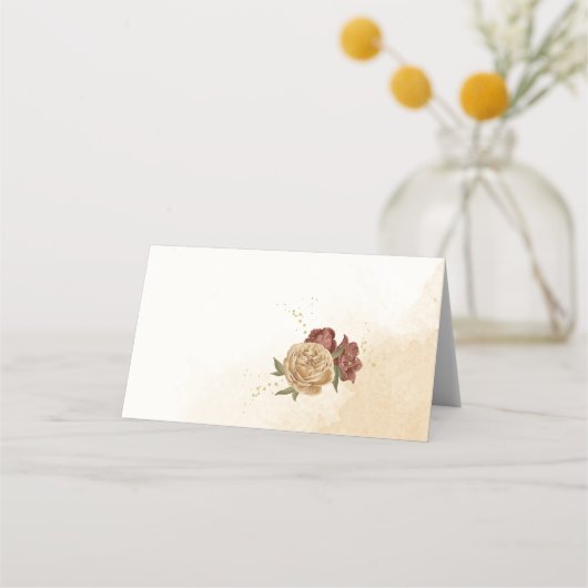 テラコッタアーストーンフローラ結婚グリーンリー プレイスカード (裏面)