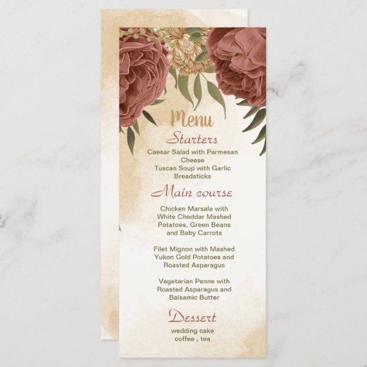 テラコッタアーストーンフローラ結婚グリーンリー メニュー (正面/裏面)