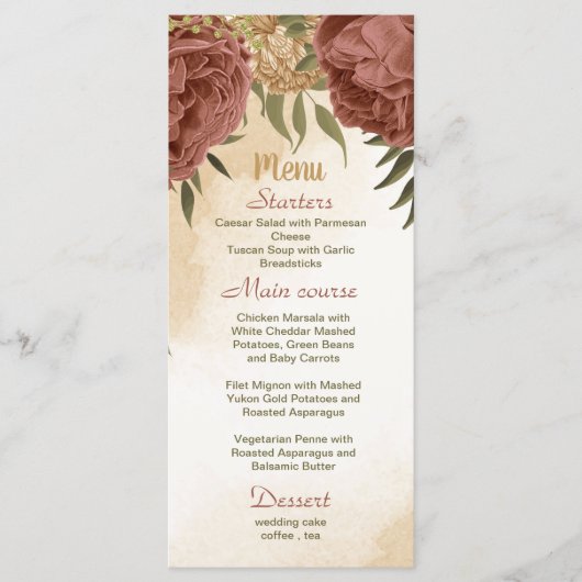 テラコッタアーストーンフローラ結婚グリーンリー メニュー (正面)