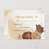 テラコッタアーストーンフローラ結婚グリーンリー 出欠カード (正面/裏面)