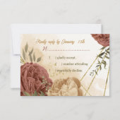 テラコッタアーストーンフローラ結婚グリーンリー 出欠カード (正面)