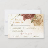 テラコッタアーストーンフローラ結婚グリーンリー 出欠カード (正面)