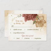 テラコッタアーストーンフローラ結婚グリーンリー 出欠カード (正面/裏面)