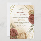 テラコッタアーストーンフローラ結婚グリーンリー 招待状 (正面)